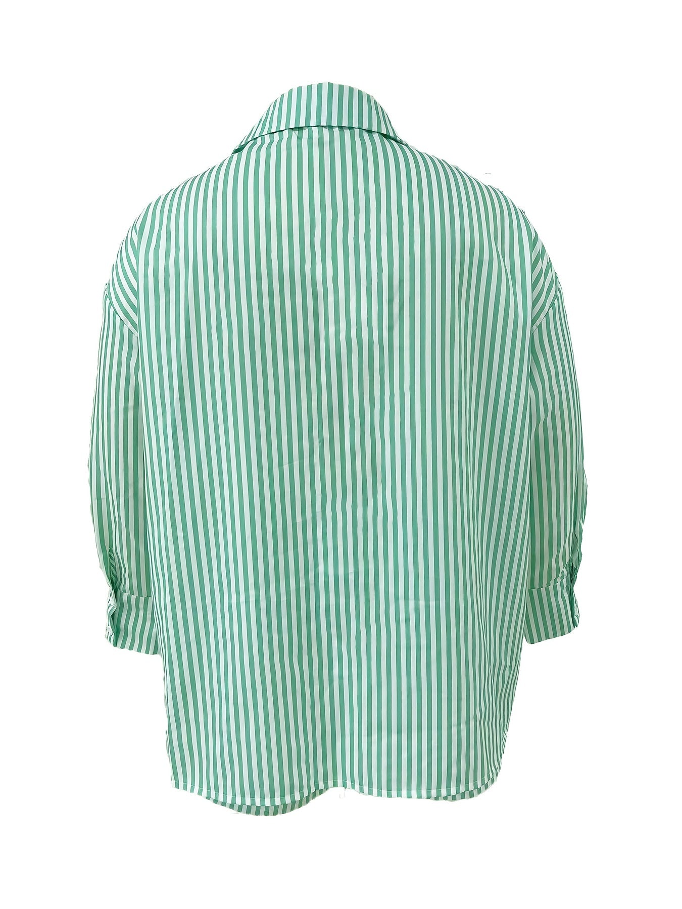 Stripe Print Button Up Blouse & Shorts Set