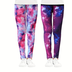 2pcs Girls Tie Dye Waistband Leggings Set for Kids