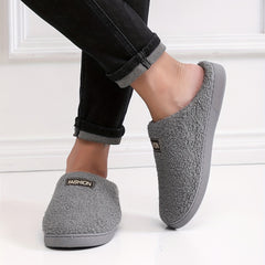 Men's Plush Cozy House Slippers Anti-skid Slip-on Indoor Winter Shoes
