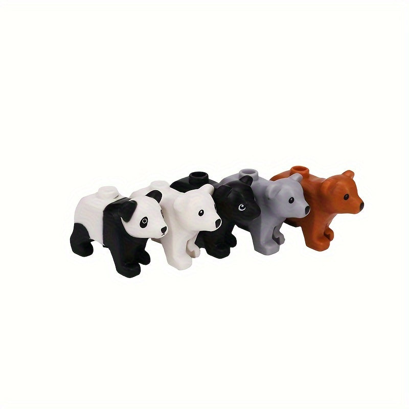 Zoo Animals Building Blocks Panda Brown & Bear Toy