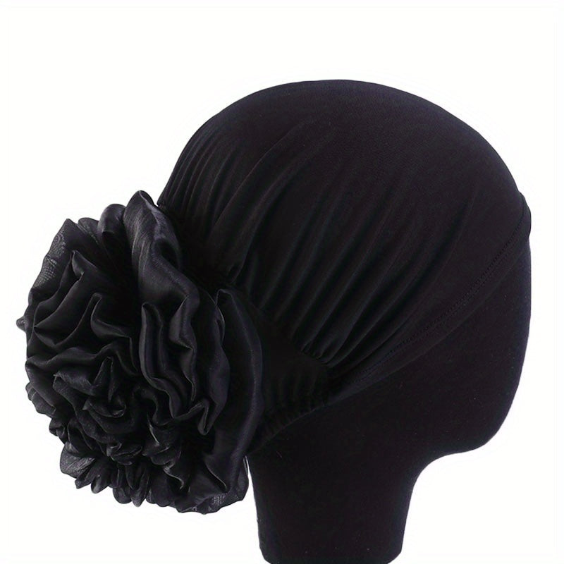 Big Flower Turban Cap Elastic Hijab Bonnet Head Wraps