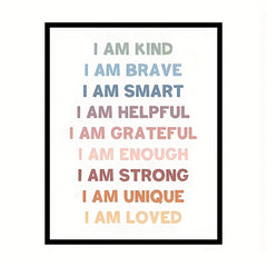 Nursery Decor Affirmations Print I Am Kind I Am Brave Inspirational Quote