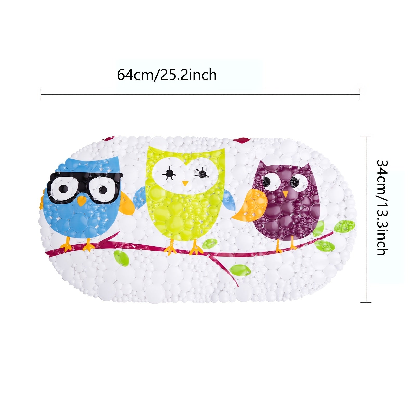 Cartoon Bird Anti-slip Shower Stall Mat with Drain Holes and Suction Cup