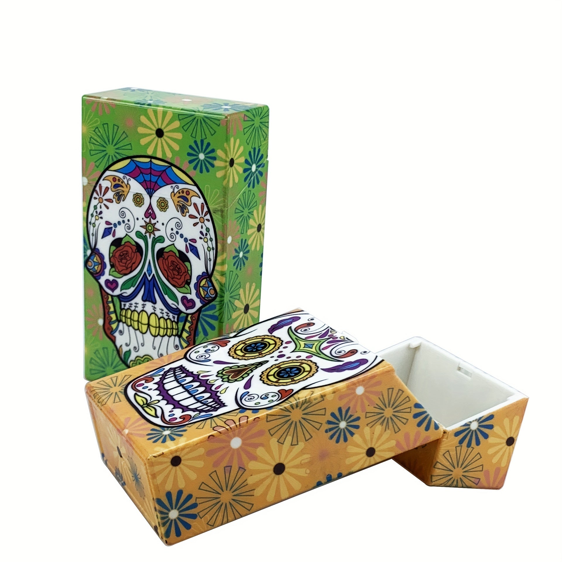 Skull Pattern Acrylic Cigarette Case 20 Capacity Anti Pressure Waterproof