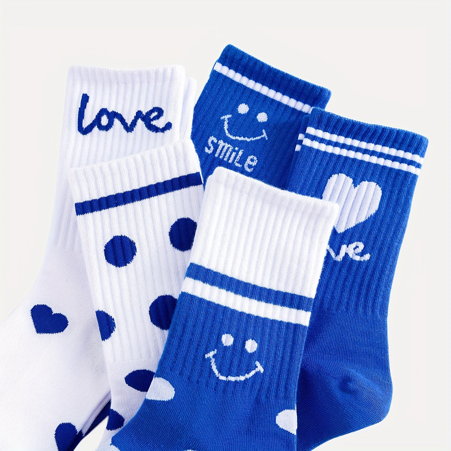 5 Pairs Soft Cotton Mid Tube Socks Pack Women's Stockings