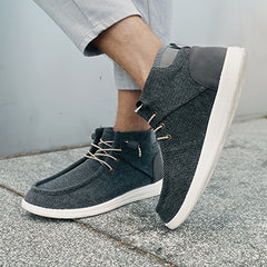 Men's Canvas Loafer Shoes Lightweight Slip On High Top