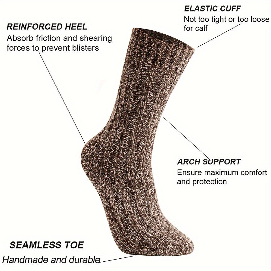 2 Pairs Wool Socks Thickened Warm Soft Mid-calf Socks
