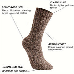 2 Pairs Wool Socks Thickened Warm Soft Mid-calf Socks