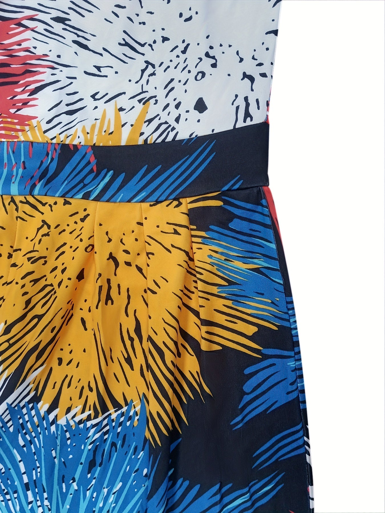 Firework Print Slim Wide Leg Jumpsuit Sleeveless Casual Jumpsuit