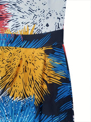 Firework Print Slim Wide Leg Jumpsuit Sleeveless Casual Jumpsuit