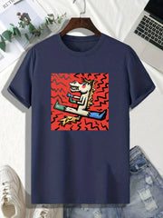 Comics Style Horse Print Men's Tee for Outdoor Gift