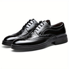 Men's Brogue Carved Derby Shoes Pointed Toe Oxfords