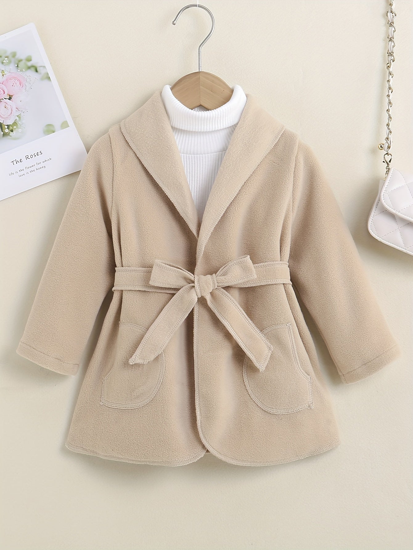 Girls' Peacoat Fleece Lapel Overcoat For Autumn Winter