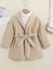 Girls' Peacoat Fleece Lapel Overcoat For Autumn Winter