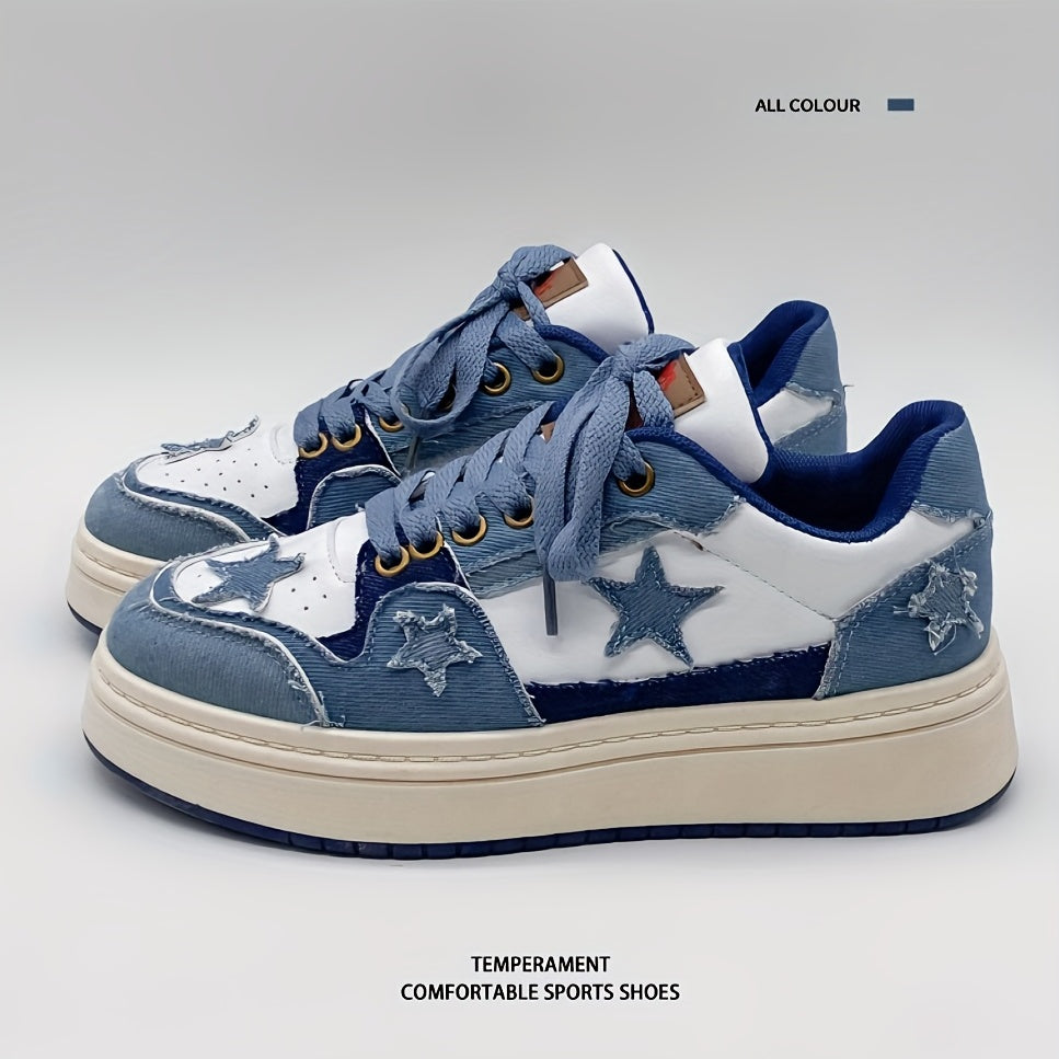 Women's Denim Skate Shoes Round Toe Low Top Sports Shoes