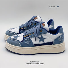 Women's Denim Skate Shoes Round Toe Low Top Sports Shoes