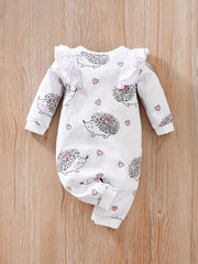 Baby Girls Hedgehog Graphic Print Romper Jumpsuit