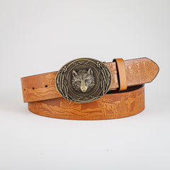 Men's Retro Bear Head Buckle Belt Business Casual Decorative Accessories