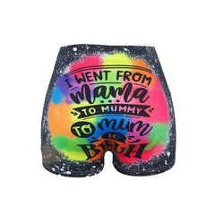 Letter Print Skinny Shorts for Women