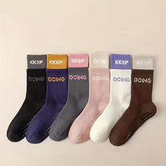 6 Pairs Letter Print Non-Slip Sports Socks for Women