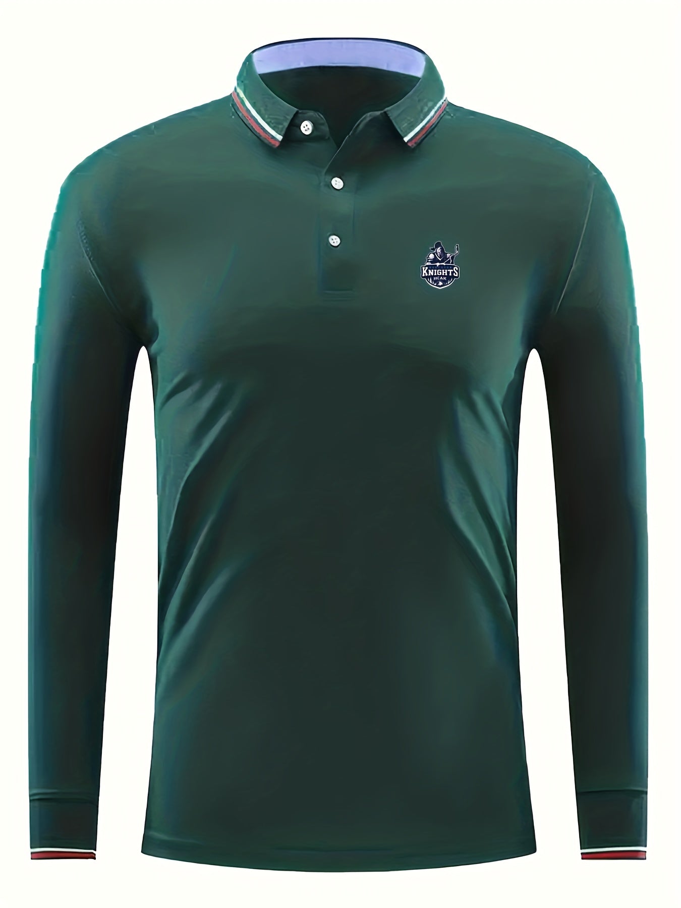 Knights Print Men's Long Sleeve Lightweight Polo Shirt