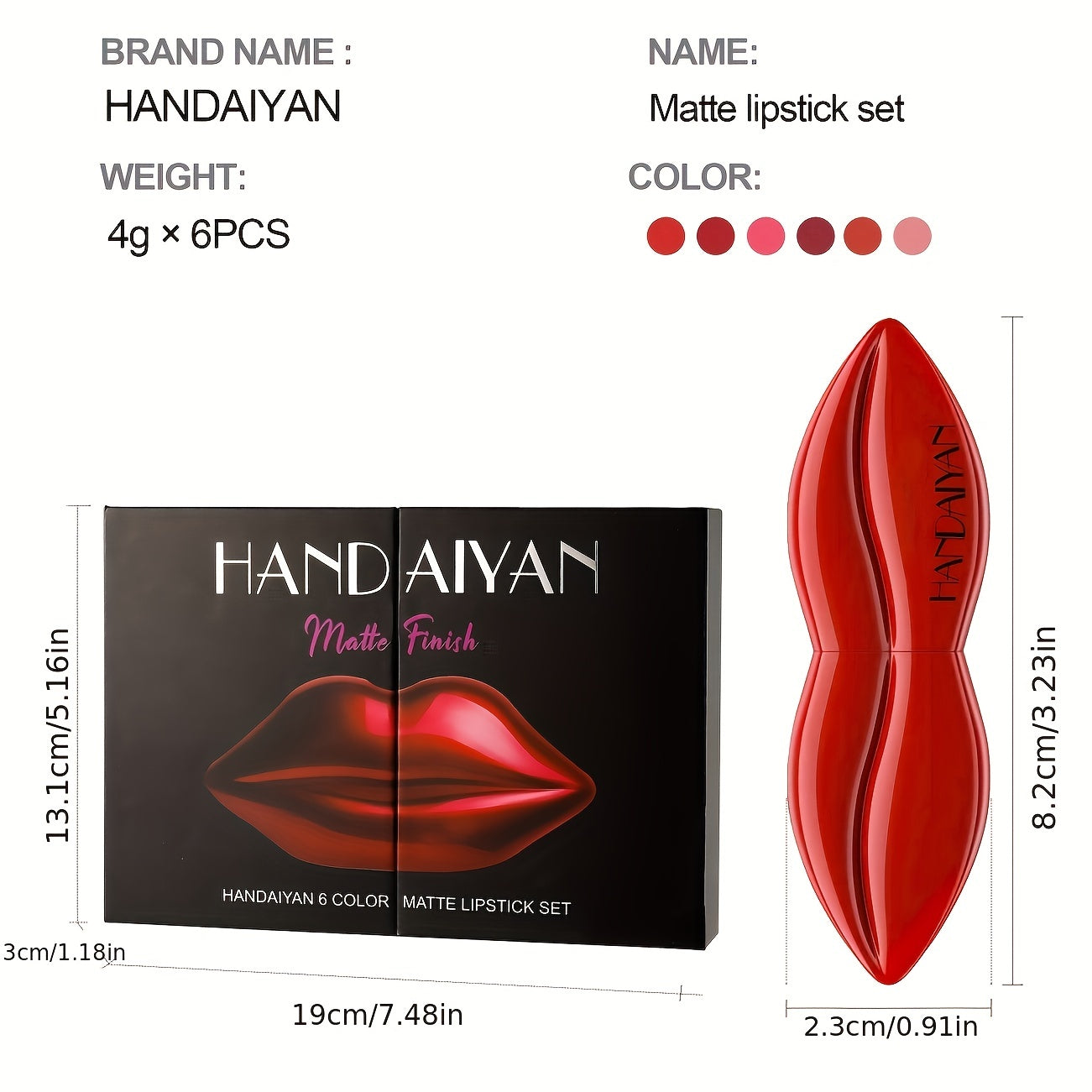 6 Pcs Set Waterproof Matte Lipstick Beauty Cosmetic