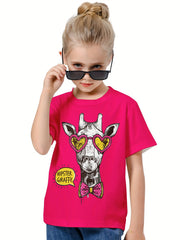 3D Giraffe Graphic Short Sleeve T shirt for Kids