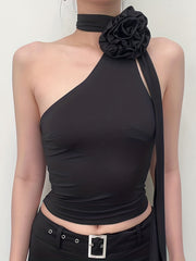 Floral Decor Summer Sleeveless Crop Top Women's Clothing