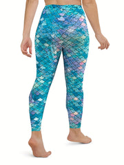 Fish Scales Print Sports Leggings