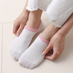 5 Pairs Colorblock Trim Socks Lightweight Ankle Stockings