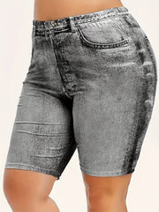 Gradient Denim Yoga Sports Shorts For Women