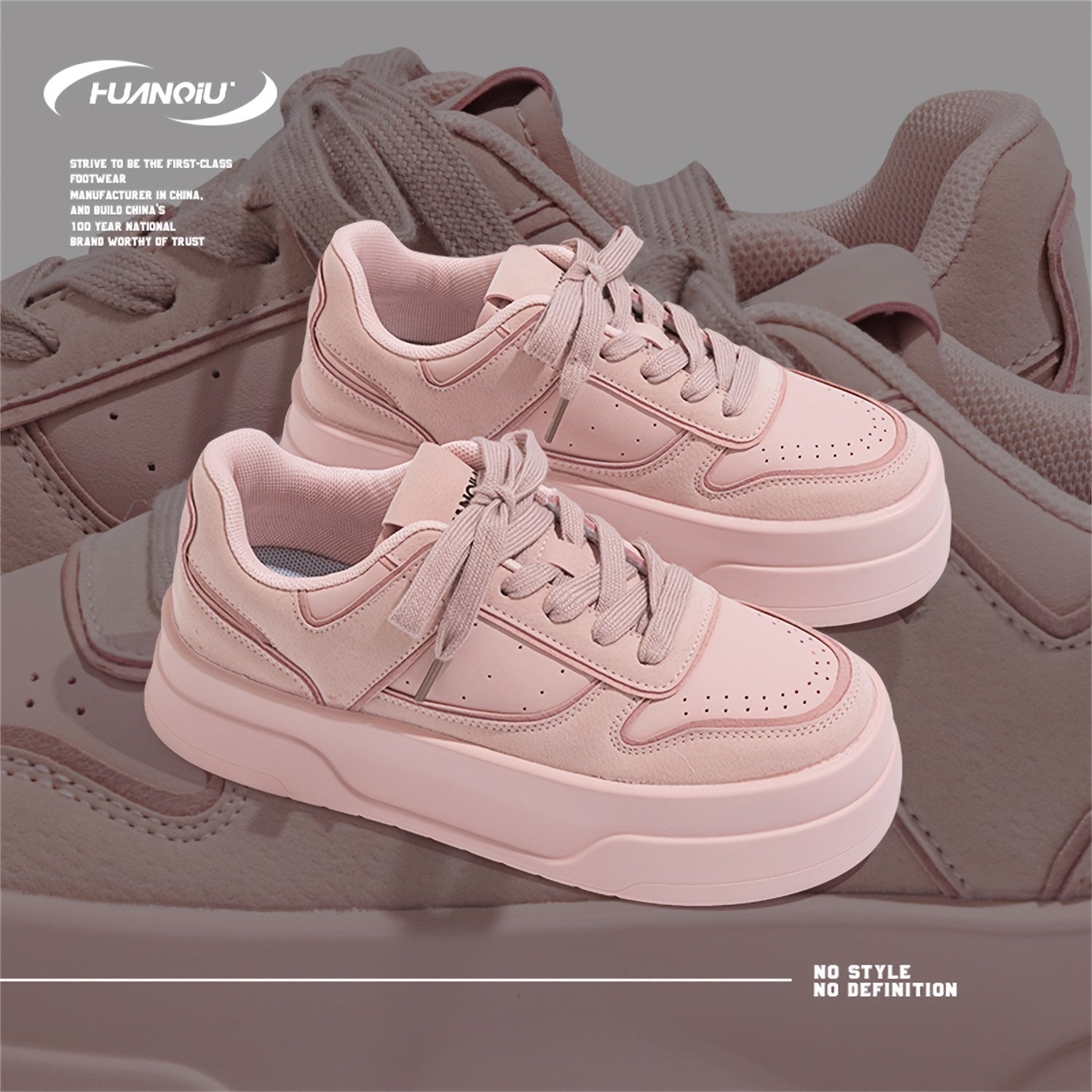 HUANQIU Lace-up Skate Shoes Non Slip Sports Sneakers