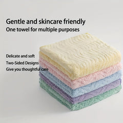 Soft Coral Velvet Washcloth Small Towel Wavy Pattern