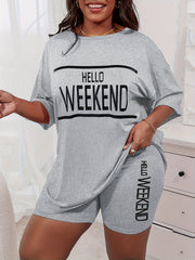 Heart Graphic & Letter Print Tee & Shorts Set