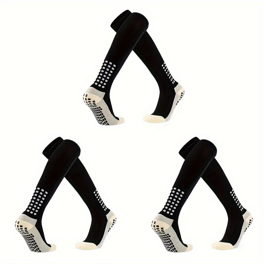 4 Pairs Non-slip Football Socks With Grip Pads Knee Soccer Socks