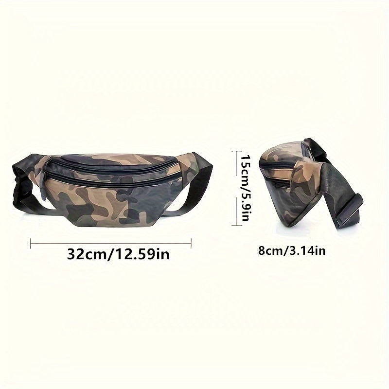 Men's Camo PU Leather Waist Bag Mobile Phone Waist Pack