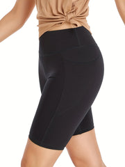 Women's Solid Sport Shorts Elastic Leggings Gym Training