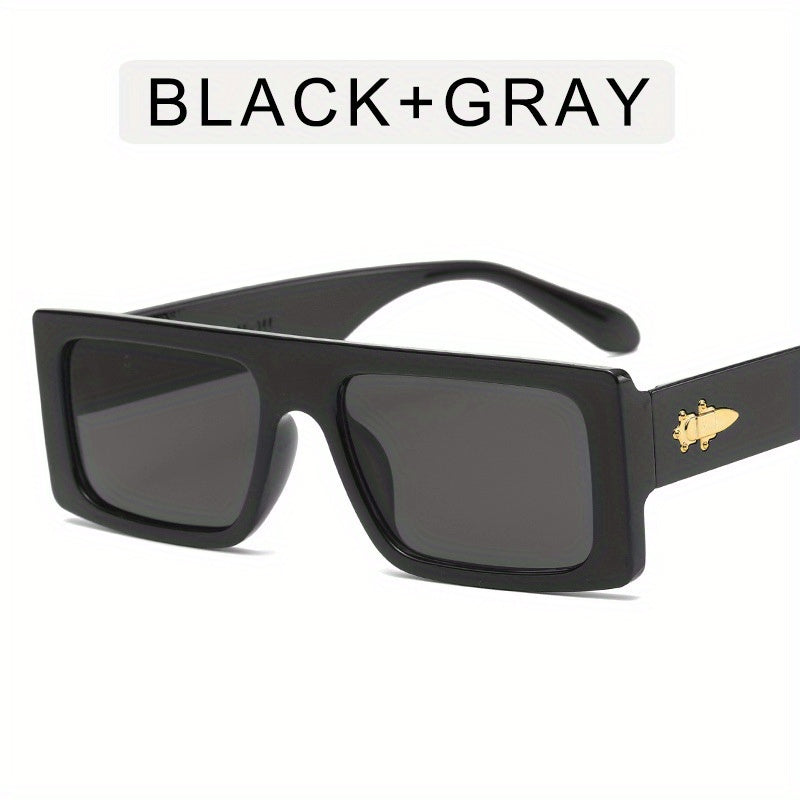 Rectangular Frame Sunglasses Vintage Flat Top UV400