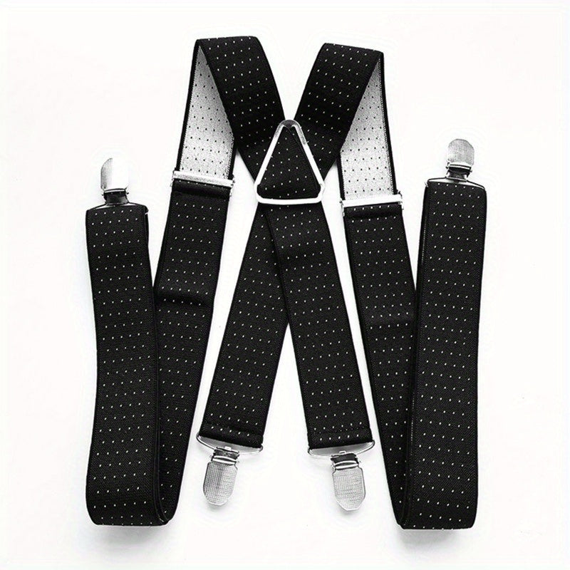 Dot Printed Suspenders For Men Elastic X back Suspenders