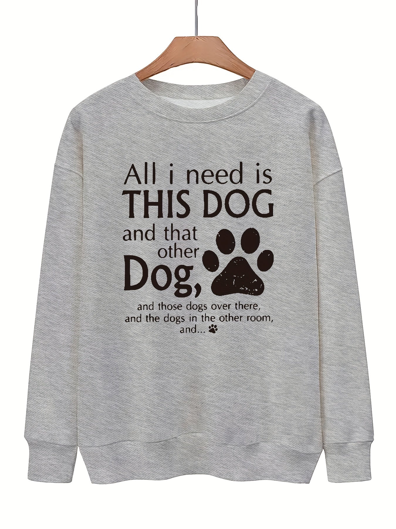 Dog Foot & Letter Print Pullover Sweatshirt for Women