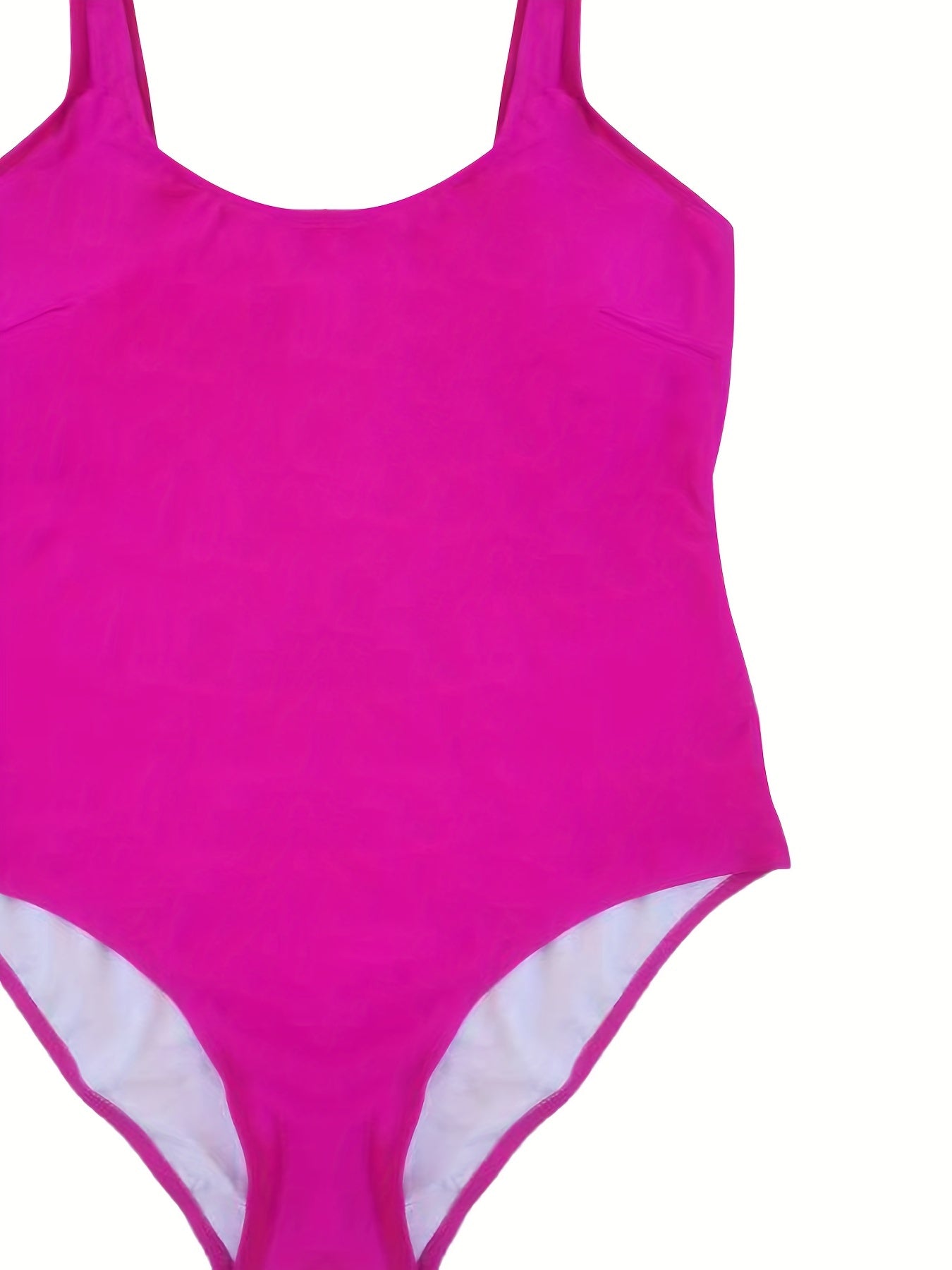 Plus Size Solid Scoop Neck One Piece Swimsuit