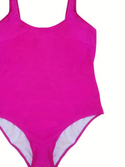 Plus Size Solid Scoop Neck One Piece Swimsuit