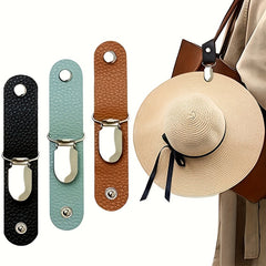 6pcs PU Leather Hat Clip for Outdoor Travel Hat Storage