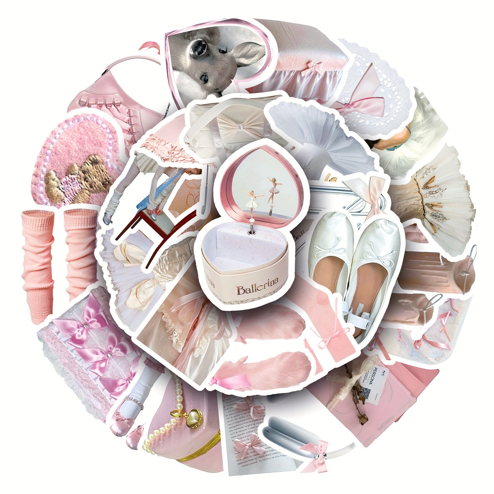 50pcs Ballet Style Handbook Series Stickers DIY Waterproof Decoration