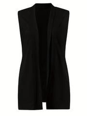 Solid Sleeveless Vest Casual Open Front Versatile Vest
