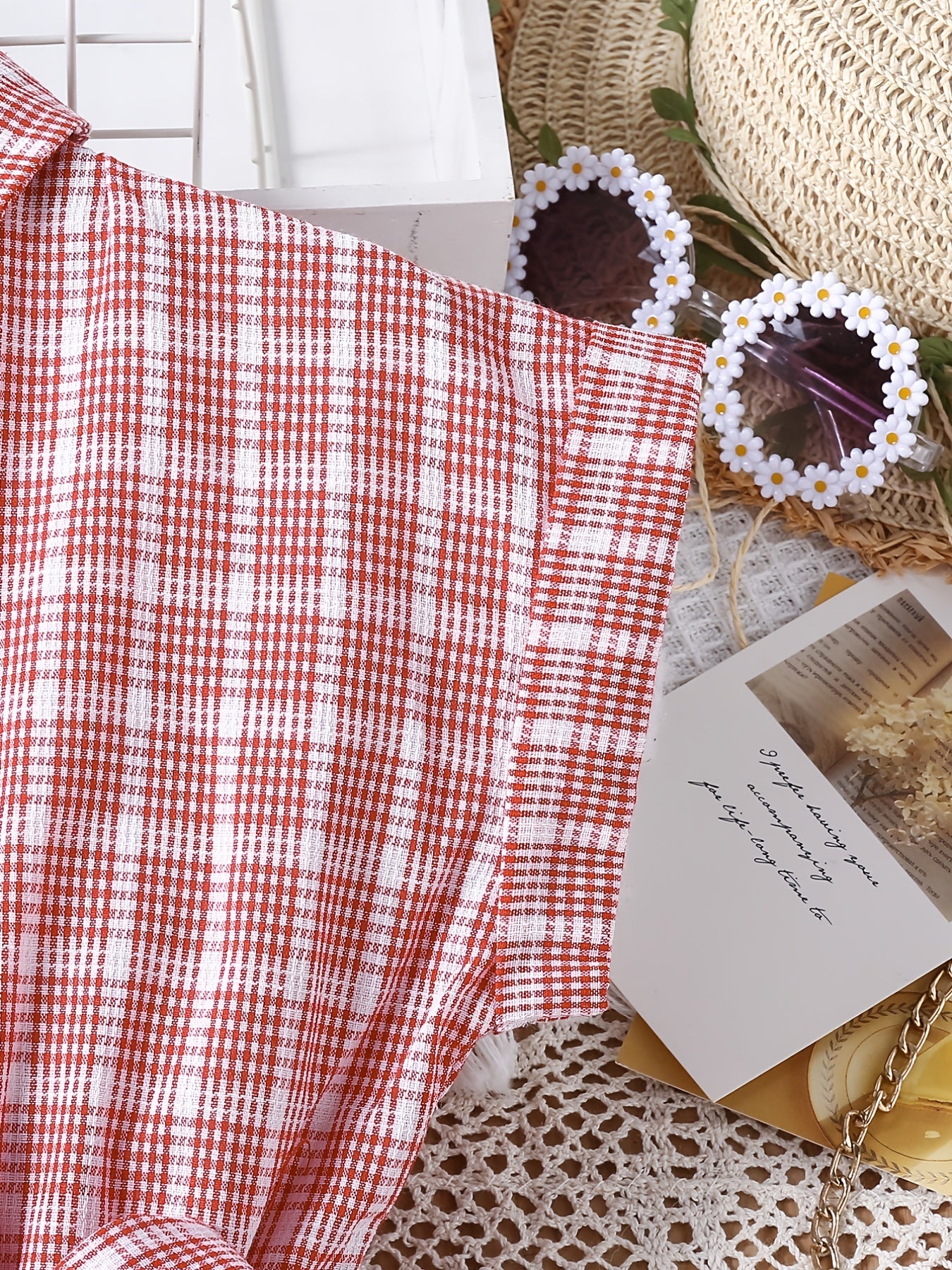 Girls Plaid Button Down Dress with Belt