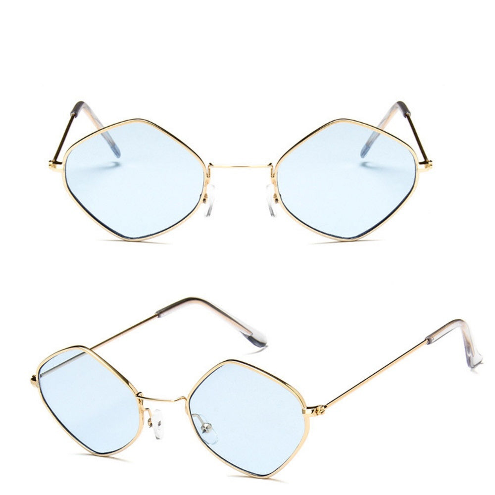 Colorful Metal Square Sunglasses with Transparent Lenses
