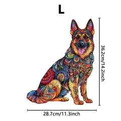 Artistic Painted Dog Wooden Puzzle Brain Teaser Gift Decorative Art