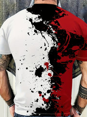 Colorful Paint Pattern 2 Piece Outfit Short Sleeve T-shirt & Drawstring Sweatpan