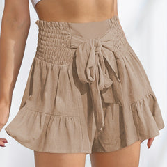 Lace Up Smocked Shorts for Women